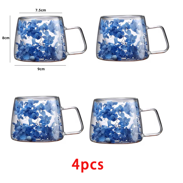 YWDL 1/2/4pcs Double Wall Coffee Mug Heat-resistant Espresso Cup Clear Glass Cup For Cappuccino Tea Water Drinkware: VIOLET/紫罗兰