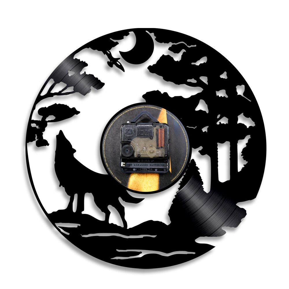 Wolf led silhouette baggrundsbelysning dyr vinyl ur farveskift atmosfære cool stue interiør indretning væg kunst