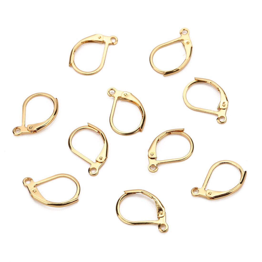 20pcs/lot Surgical Stainless Steel Leverback Ear Wire Silver Tone French Lever Earring Hooks Clasp for DIY Jewelry Making Crafts: 1 gold