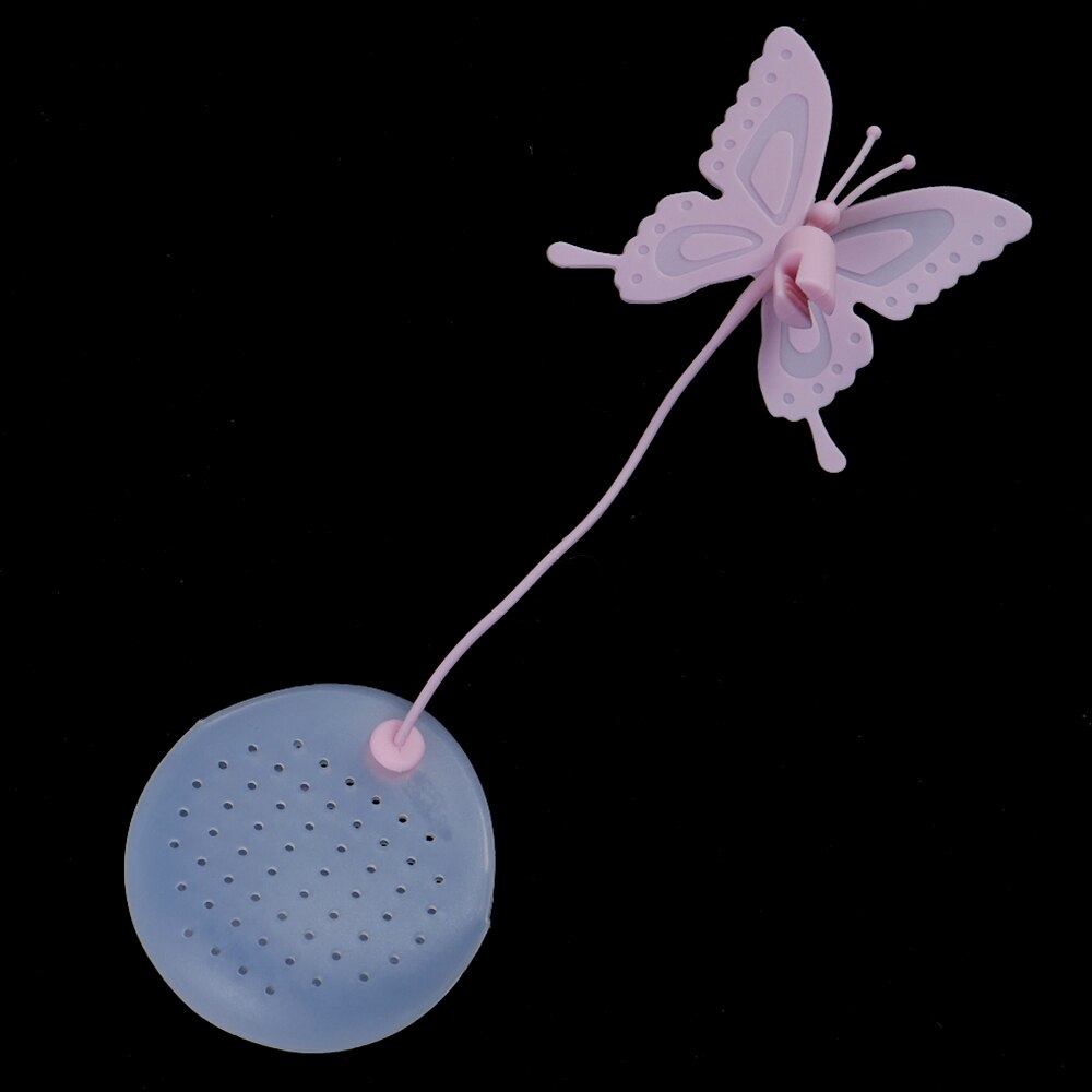1pc søte sommerfugl te poser siler filter te infusjon silikon teposer te verktøy moro tegneserie te tilbehør rosa: Rosa