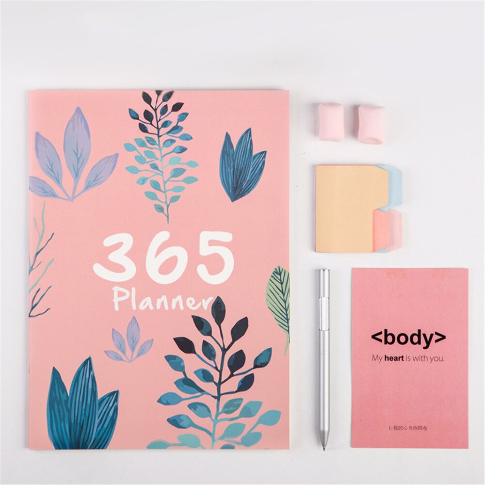 365 Days Flowers A4 Notebook Agenda Schedule Organizer Daily Weekly Monthly Planner Diary Notepad Kawaii Korean Stationery