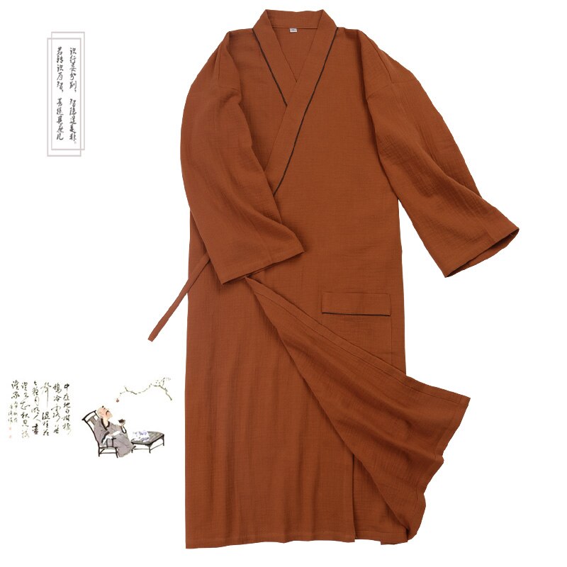Een Japans merk kimono-katoenen hanfu-pyjama-pak voor heren in oversized taoïstische kleding Zen, zwart, L