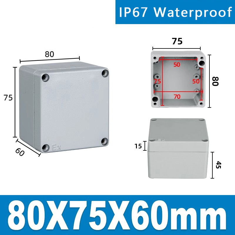 Boîtier en aluminium extérieur IP67 boîtier électrique étanche extérieur scellé projet boîtier d'instrument boîte de jonction industrielle: Argent