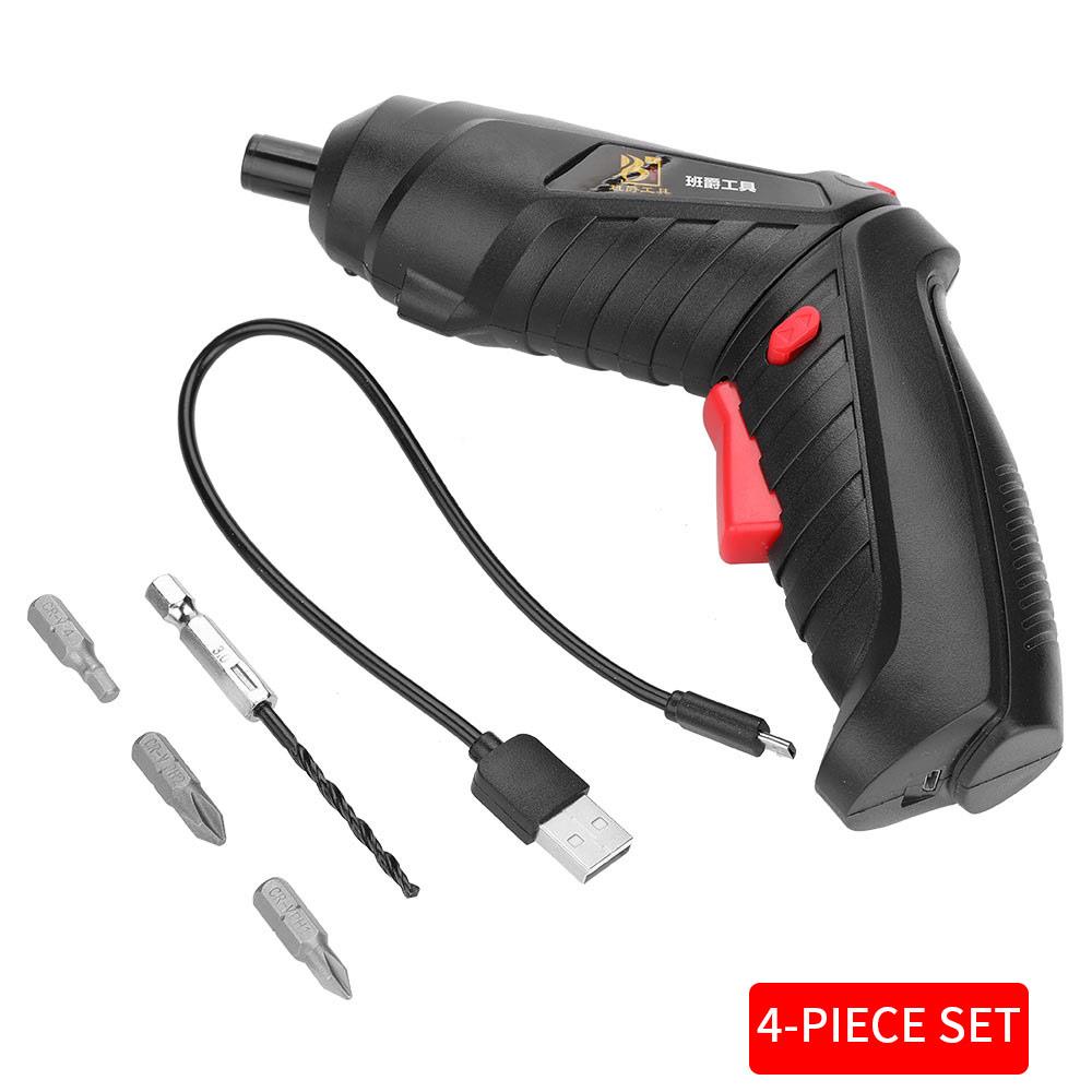 Black Electric Screw Driver Grinding Screwdriver Portable Electric Drill Electric Drill Driver Power Tools Practical Durable: 4pcs Set