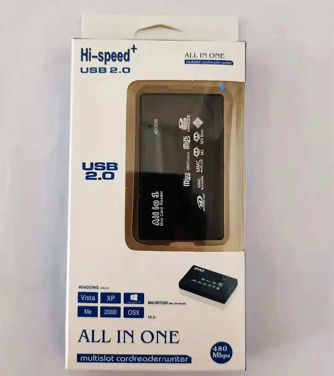 All In One Card Reader USB 2.0 SD Card Reader Adapter Support TF CF SD Mini SD SDHC MMC MS XD usb card reader: WHITE