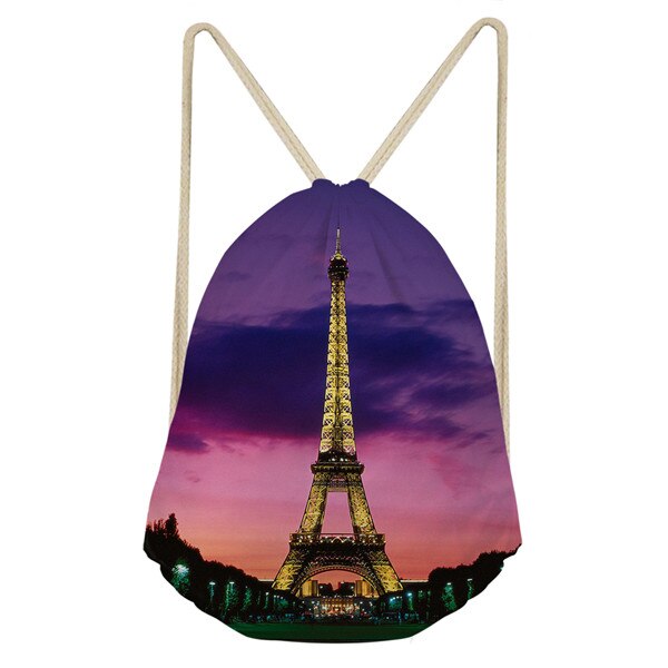 Snøre taske dame eiffel print lille indkøbstaske dame snor pakke til kvinder pouch mochilas: Cc2425 z 3