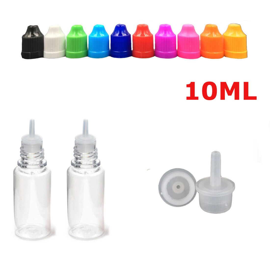 100 Stuks 3 Ml-100 Ml Pet Clear Dropper Flessen Lege Plastic Sap Eye Liquid Hervulbare Transparante Container Met caps Dropper Tip: 10ML x 100PCS