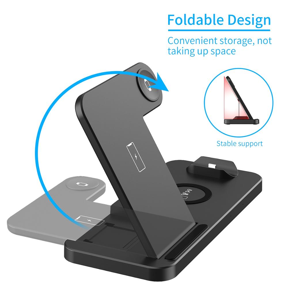 FDGAO 15W 4 in 1 Qi Wireless Charger Stand Fast Charging Dock Pad For iPhone 11 XS XR X 8 Plus Apple Watch 6 5 4 3 2 AirPods Pro