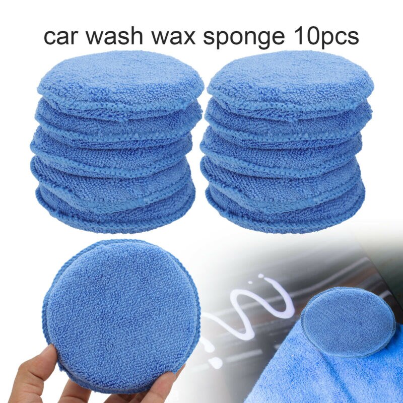 Foam Polishing Pad Applicator Cars Vehicle Glass Cleaning Microfiber 12.5cm Blue