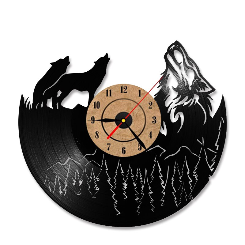 Hohl Wolf Modell Vinyl aufzeichnen Uhr Einzigartige Jahrgang Schlafzimmer Zauberstab Dekor Ideen Männer und Frauen Kühlen Antike Quarz LED uhren: Typ 2