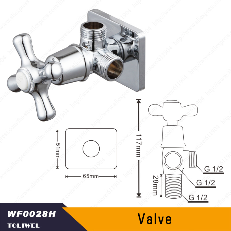 Chrome Finish Three Way One inlet two outlet 3 way Triangle Valve Brass Angle Stop Valve WF0035: B