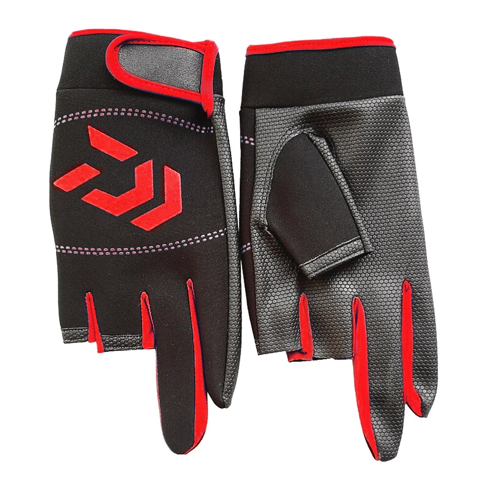 3 Vingers Cut Outdoor Sport Wandelen Handschoenen Winter Warm Vissen Handschoenen Katoen Waterdicht Anti-Slip Duurzaam Vissen Handschoenen: Rood