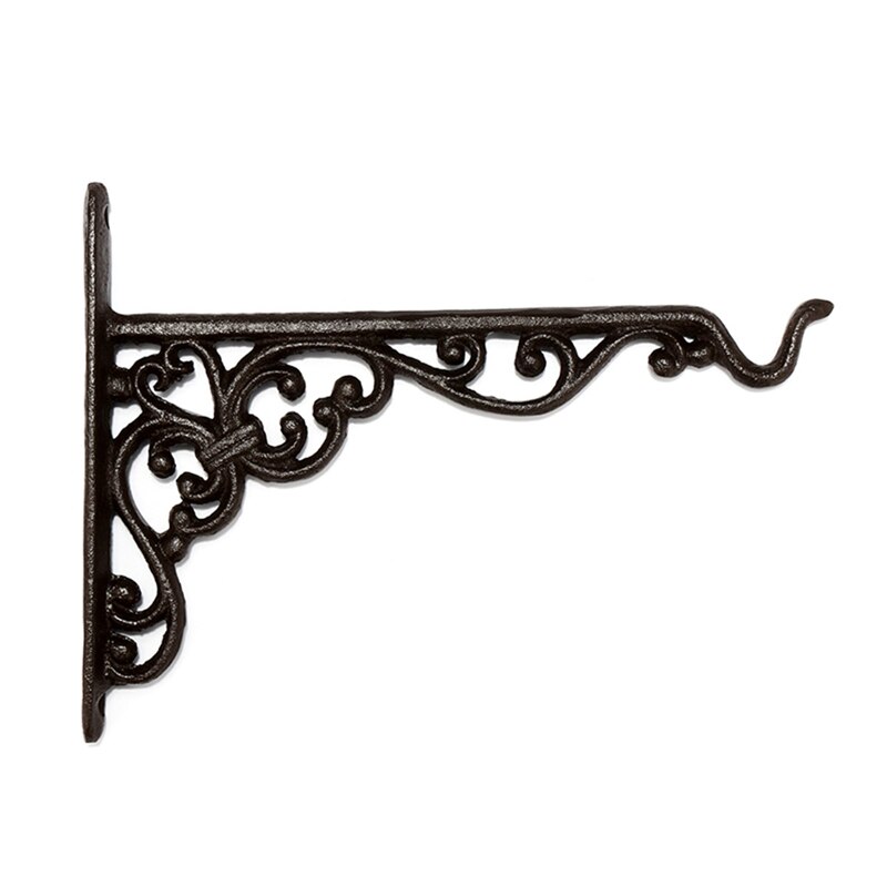 Supports Mural Pour Panier Suspendu Extérieur - Lot De 2 - Fonte Noire Antirouille Design Oiseau - Pour Fleurs, Lanternes, Mangeoires