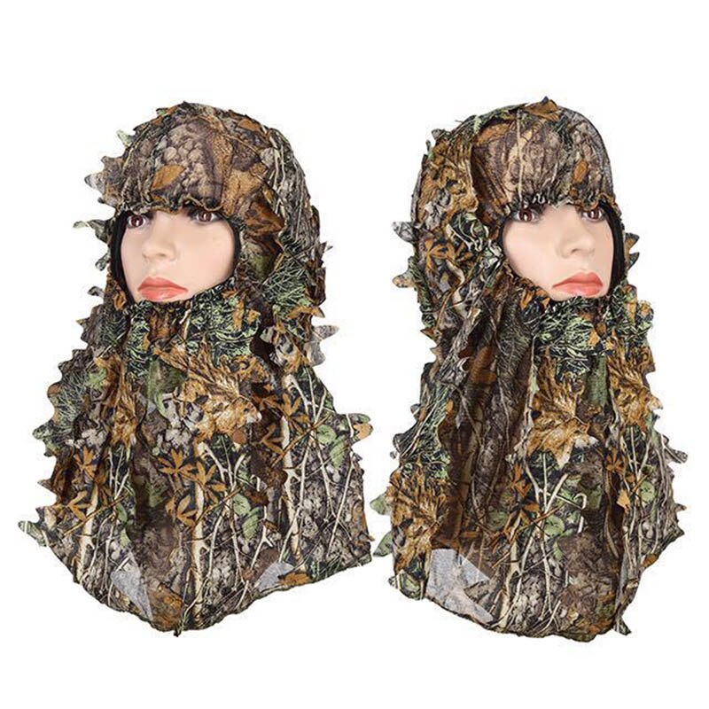 feuille d'érable style Camouflage masque de chasse capuchon tête Net trou d'oeil ouverture écharpe chasse Ghillie costumes accessoires