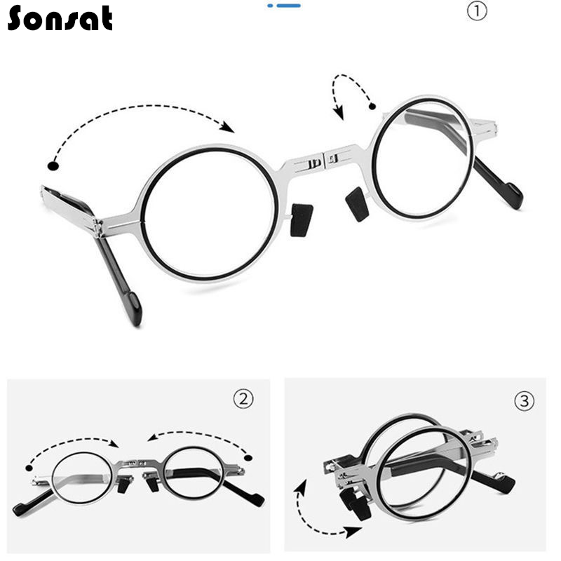 Metall Runde Klapp Lesebrille Männer Blau Licht Computer Grad Gläser Schmale Brillen Rahmen Für Männer gafas + 3,5