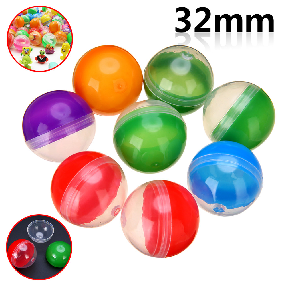 Máquina Expendedora de cápsulas redondas vacías para niños, juguete divertido para máquina expendedora de 32mm de diámetro, mezcla de colores, 1,2 pulgadas, 10 unids/set por juego