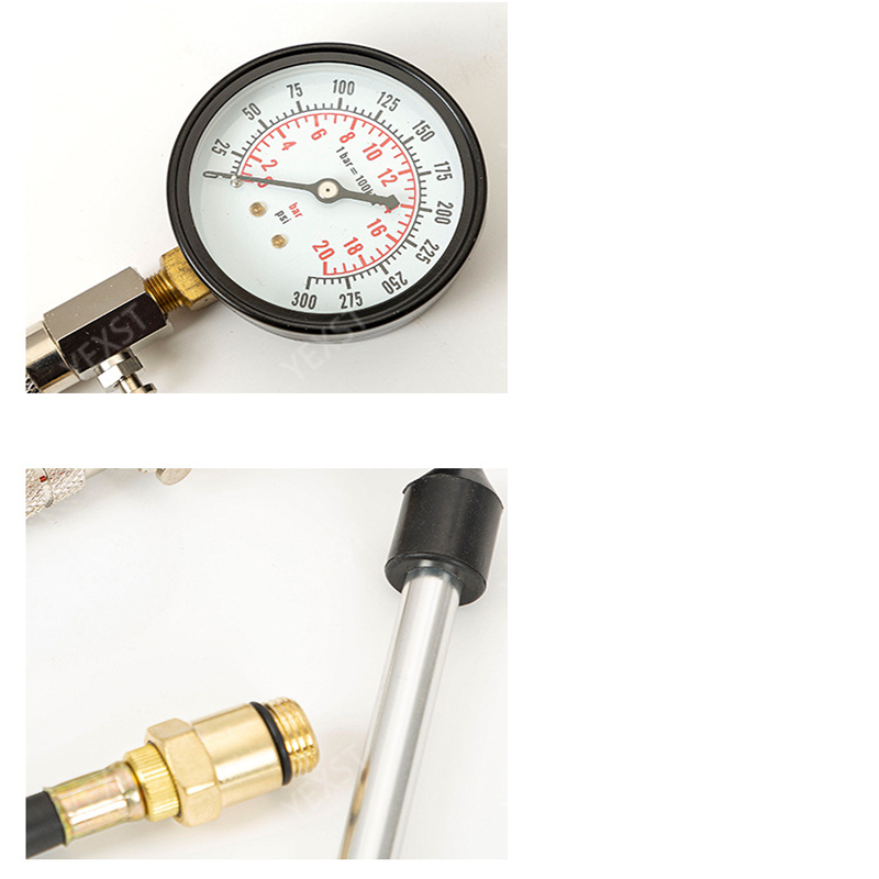 0-300Psi 21kg/cm 21bar 2100kpa Petrol Engine Compression Tester Set Easy-Reading 1/2" Dia Gauge with 14mm/18mm Adapter &amp; 6" Stem