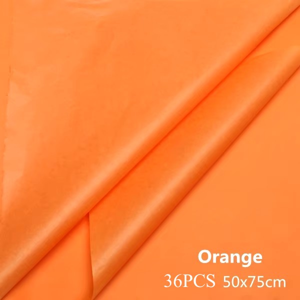 36Sheets DIY Tissue Paper 50x75cm Flower Packing Wrapper Bouquet Wrapping Paper Craft Paper Scrapbook Floral Wrapping: Orange