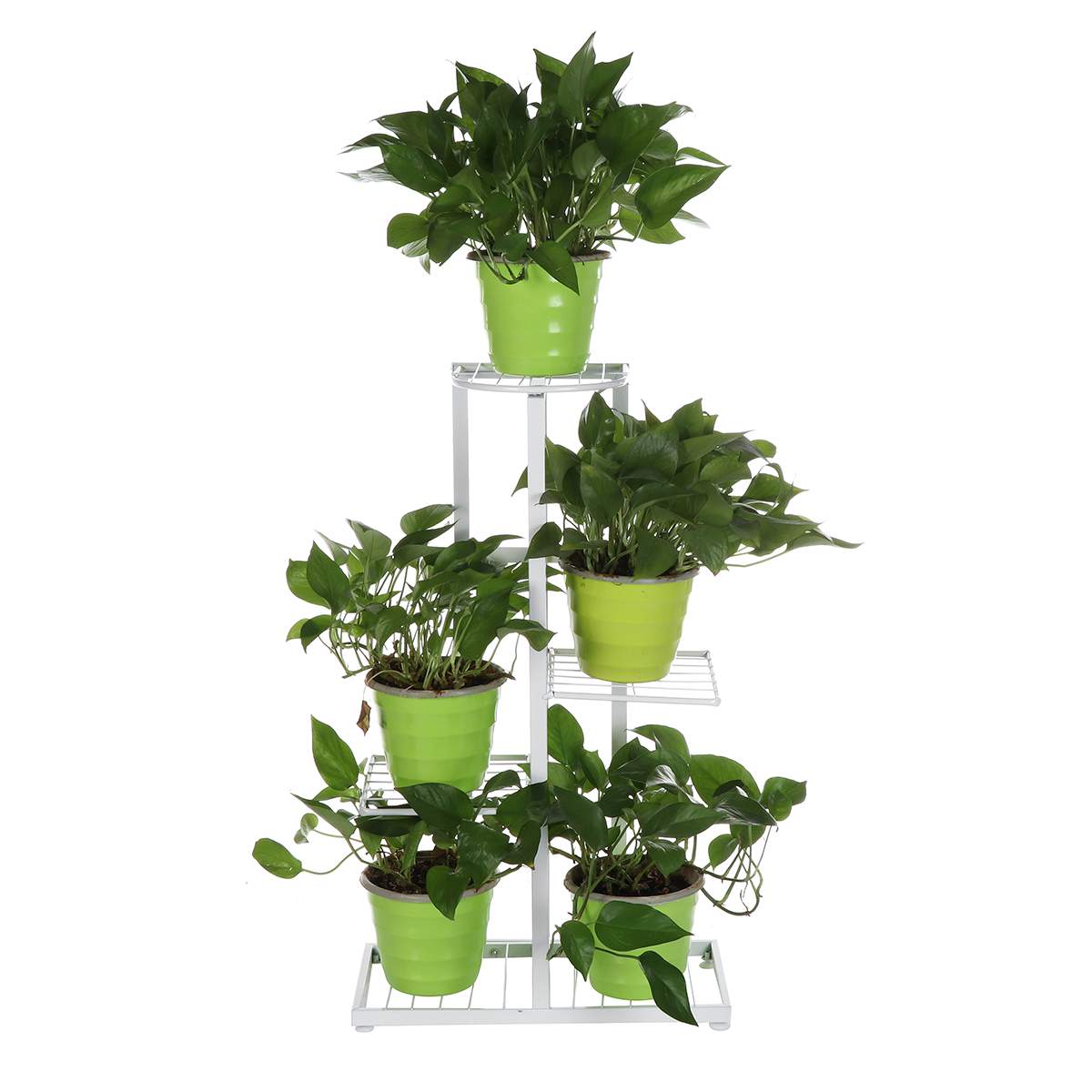 4/6 nivåer krukväxt ställ växt hylla blomma hållare trädgård ställ display växt stativ saftiga växter rack balkong dekoration: Vit 4 nivåer