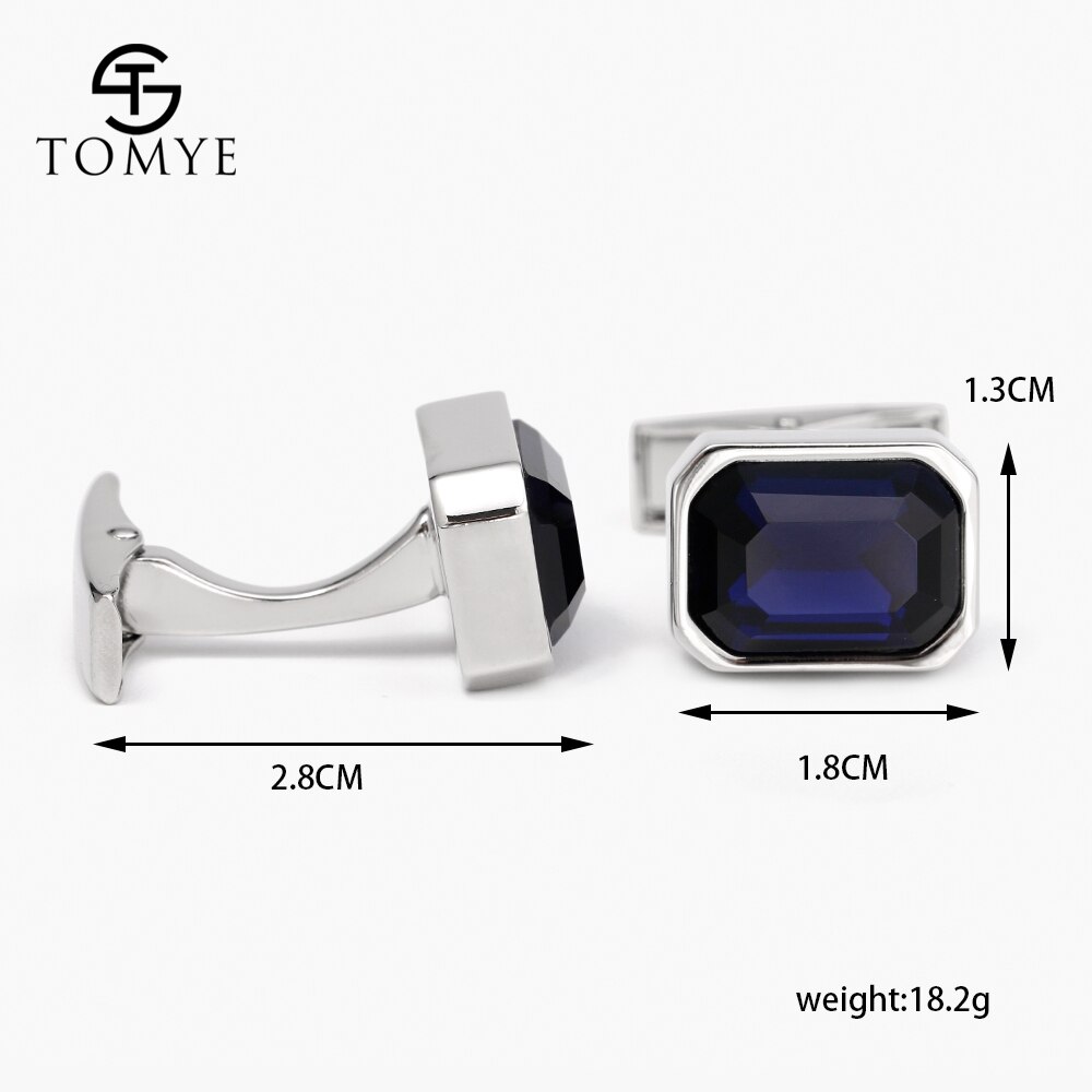 TOMYE Blue Polygon High end business crystal cufflinks studs custom XK19S062