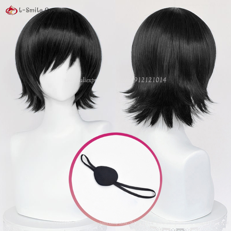 Peluca de Cosplay Himeno de , peluca corta negra de Anime COS Himeno y máscara para ojos, pelucas de de pelo resistentes al calor + gorro de peluca: Beige