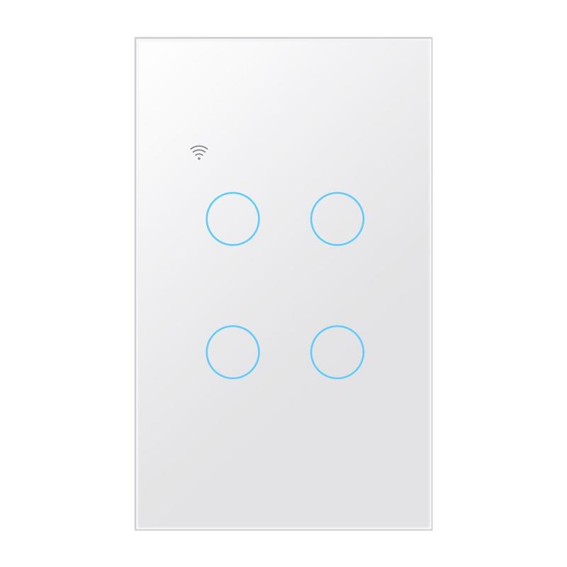 Tuya Wifi Smart Light Touch Switch 1/2/3/4 Gang 100-250V Tuya Smart Life APP Remote Control Work With Alexa Google Home: white 4 gang