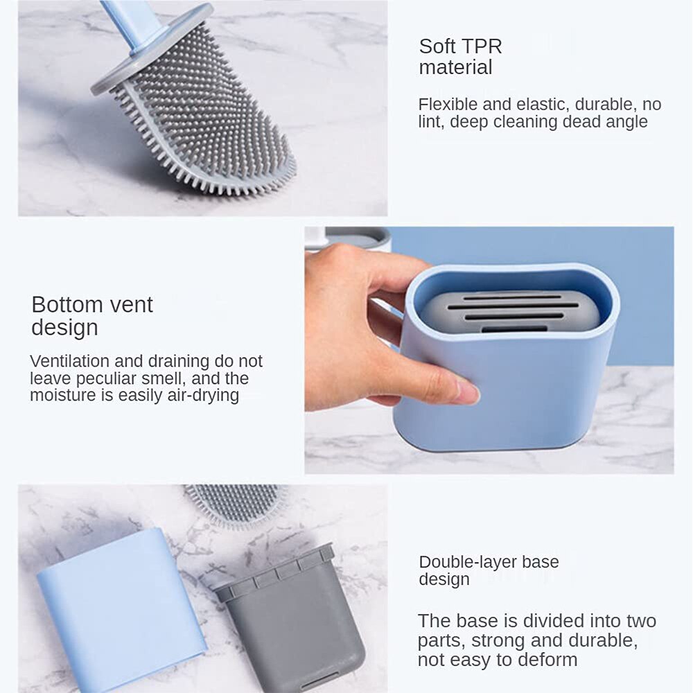Brosse de toilette en Silicone pour WC, Flexible, poils en caoutchouc souples, pour salle de bain, nettoyage mural