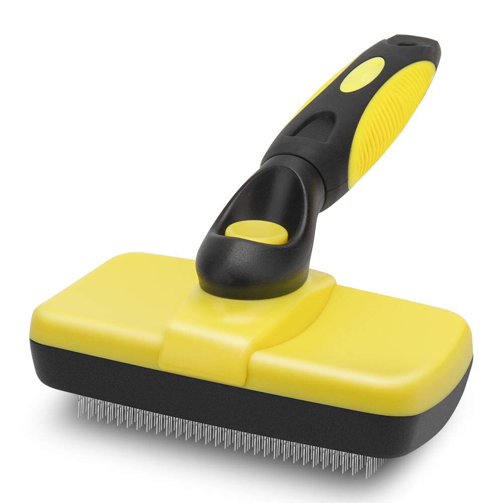 Self-Cleaning Slicker Brush Easy to Clean Dog Brush Retractable Pet Grooming Brush Premium Grooming Tool for Dog Cat: Yellow