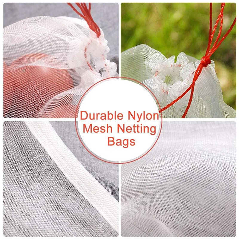 50 Packs of Fruit Covering Bags, 10" X14" Fruit Protection Bags, Nylon Fruit Bags, Reusable Garden Mesh Bags