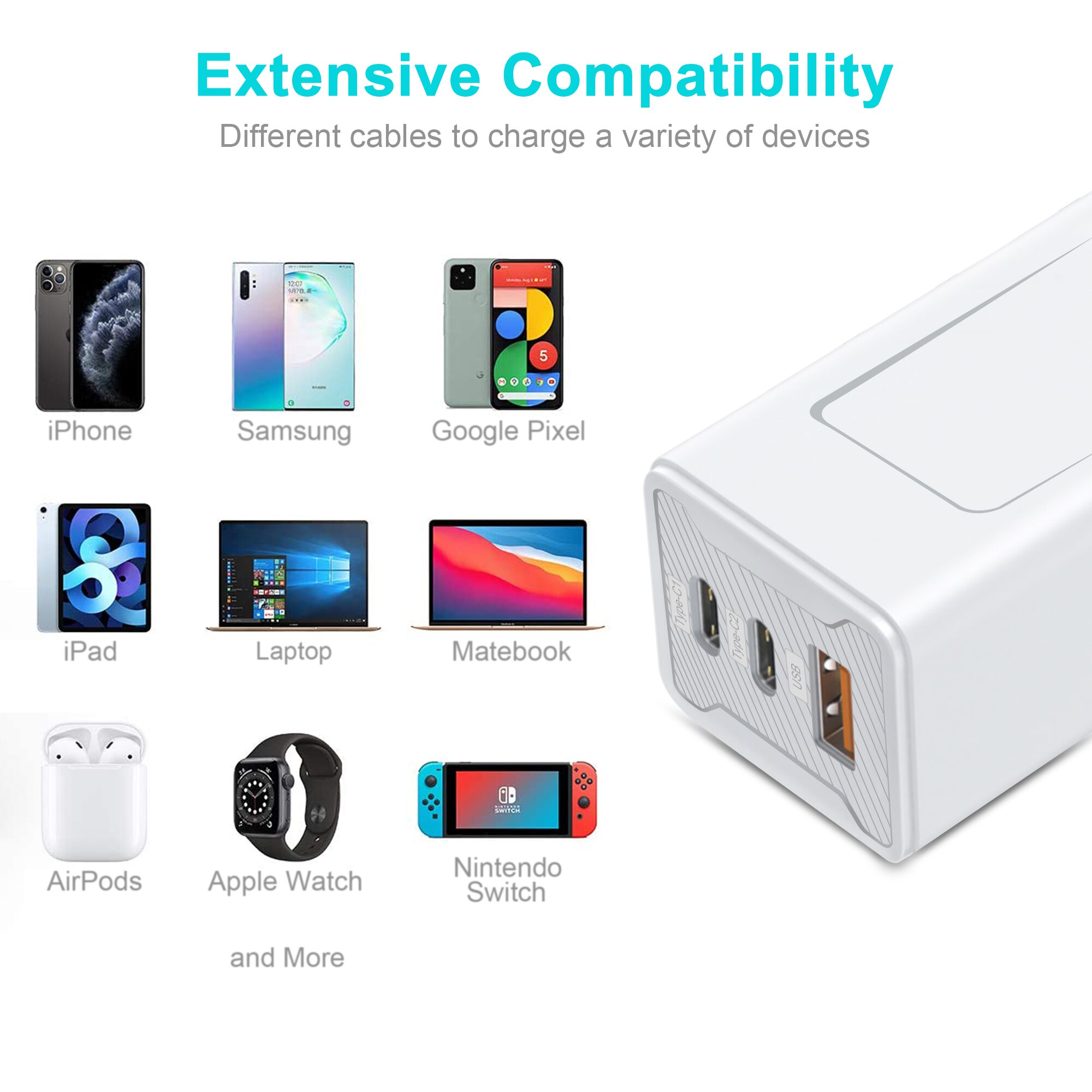 65W Gan Usb C Lader Snel Opladen QC4.0 Qc PD3.0 Usb Type C Fast Charger Voor Iphone 12 Pro max Macbook Huawei Samsung