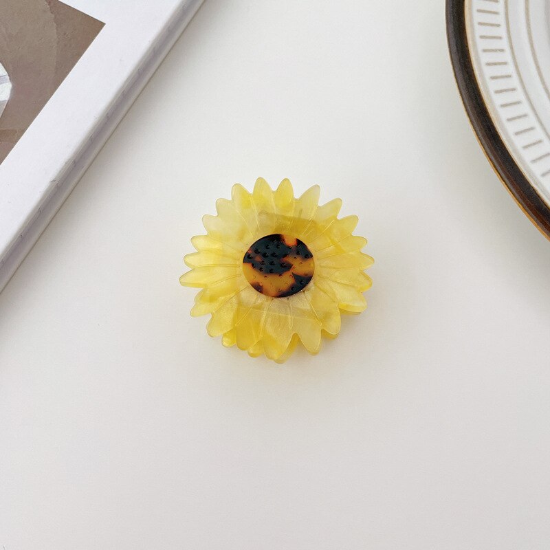 Pinza para el pelo con forma de flor para mujer y niña, accesorios para el cabello, placa de ácido acético, pequeña Margarita, tulipán, acetato, diamantes de imitación