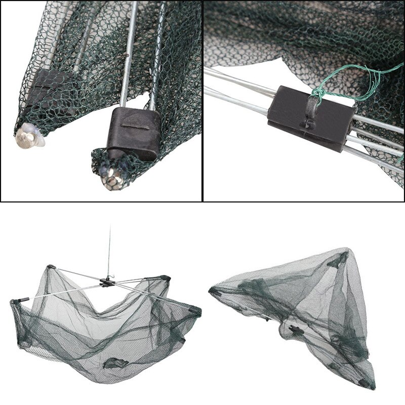 Fiskenet foldbart foldbart mesh nylon fiskenet lokkemad fælde støbt dip krabbe rejer fiskeri tilbehør  #07