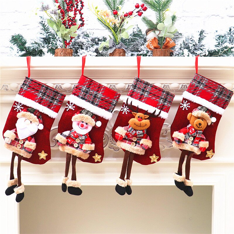 Candy Bag Noel Christmas Bag Kerst Sok Ornamenten Kous Sack Vrolijk Kerstboom Opknoping Decoratie Jaar