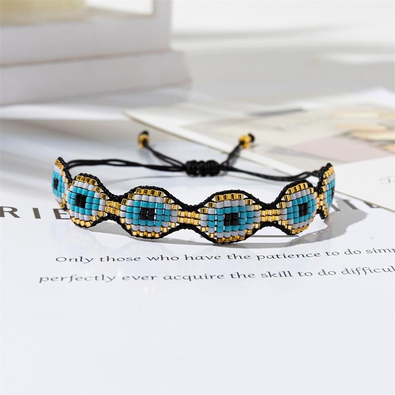 Bluestar Turkish Boze Oog Armband Voor Vrouwen Mannen Gelukkig Gevlochten String Mode Boho Armband Paar Vriendschap Wens Cadeau Sieraden: Bruingeel