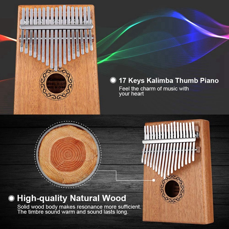 17 teclas Kalimba pulgar Piano dedo Piano juguetes musicales con Tune-Hammer y libro de música