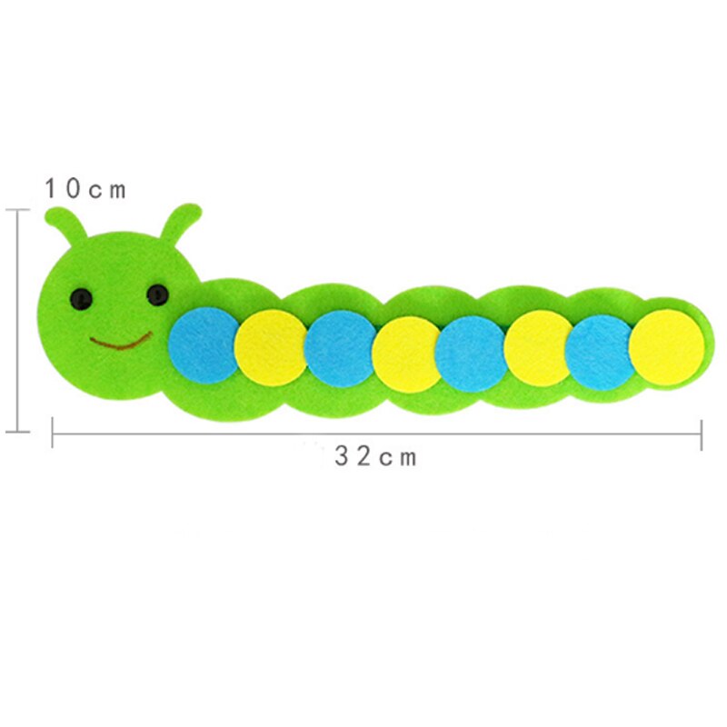 freundlicher Raupe nicht gewebte Tuch DIY Spielzeug freundlicher Manuelle FrüHenne Lernen Bildung Anzahl Sortierung Spielzeug Kindergarten Lehrmittel: Blau-Gelb 32cm