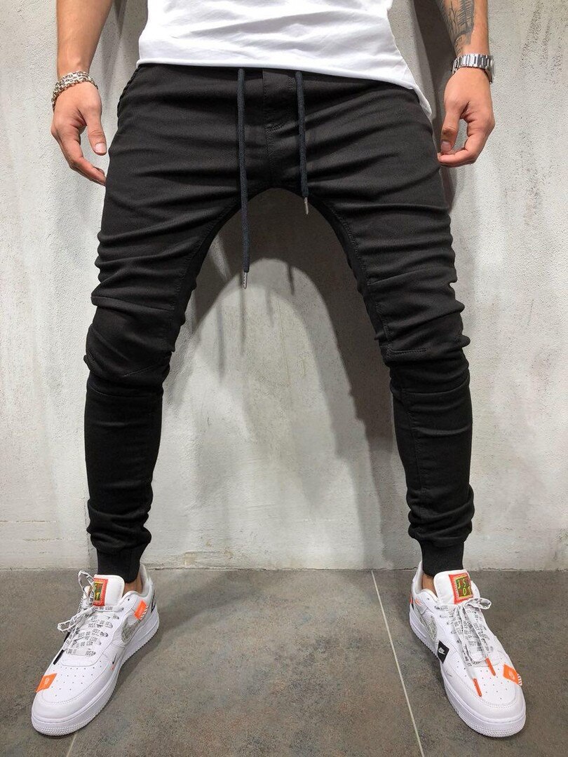 Casual mænd denim casual slim sports pencil bukser jogger mænd bukser