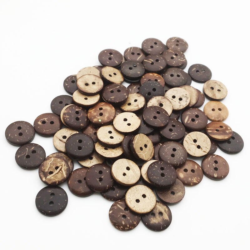 12mm 50PCS Natural Eco-friendly Coconut Shell Wood Button For Clothing 2Holes Children Scrapbook Decorative Sewing Accessories