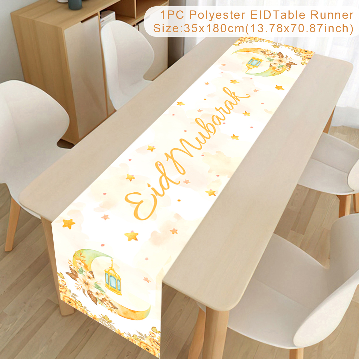 Camino de mesa Eid Mubarak, decoración de Ramadán 2025 para el hogar, Ramadán Kareem, Ramadán Mubarak, musulmana islámica, de Eid al-fitr: Azul marino