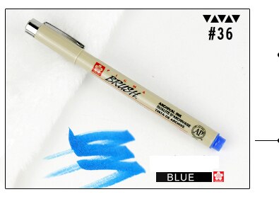 Sakura De hoofd van een zachte waterdichte comic handgeschilderde zachte hoofd kleur pen kalligrafie kleine mooie pen haak lijn Mark pen: 1pcs  blue