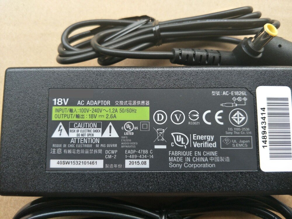 18v 2.6a strømadapter oplader til sony højttaler adapter ac -e1826l sa -32 se 1 vw117xc w218jc w217jc y118ec srs -x7 srs -d8