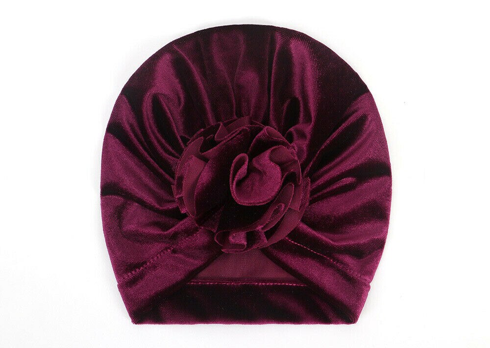 18 farben Kleinkind Baby Mädchen Jungen Hüte Turban Blume Kopf wickeln Kleinkind Mütze Hütte Warme Kappe Stirnband: violett rot