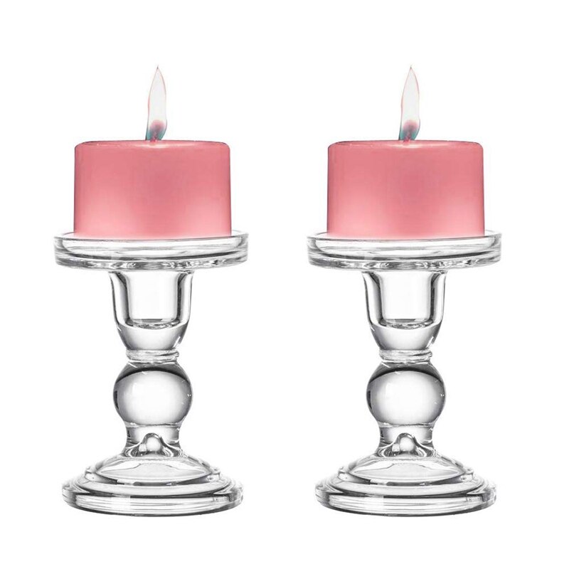 Portavelas de pilar de cristal transparente, soporte de vela cónico de doble uso para candelabros de pilar o cono (paquete de 2) (5,5 pulgadas): Default Title