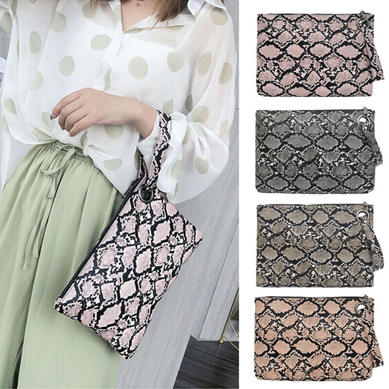 Luipaardprint dames clutch draagbare outdoor handtas pu leren envelop met rits