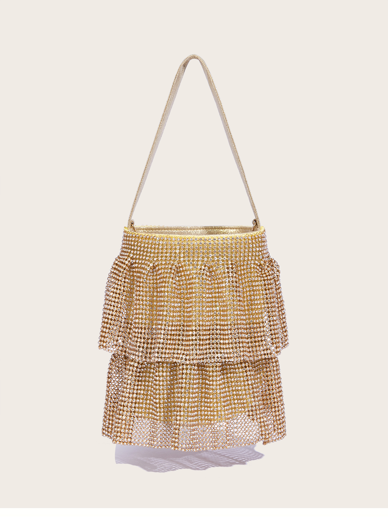 Luxe Avondtas Sprankelende Strass Party Tas Voor Dames Modieuze Gouden Handtas Met Trekkoord Schoudertas