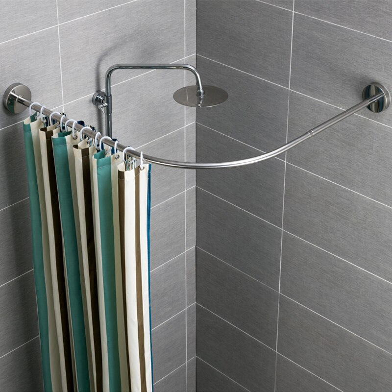 Shower Curtain Rod Pole With 12 Metal Hooks Extend... – Grandado