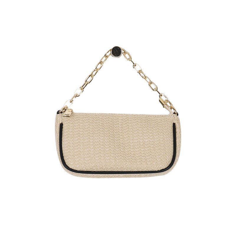 Bolsa de palha ocasional baguettes forma mulheres bolsas de ombro designer bolsas cadeias de vime tecido crossbody saco da praia do verão bolsas de ratan: black