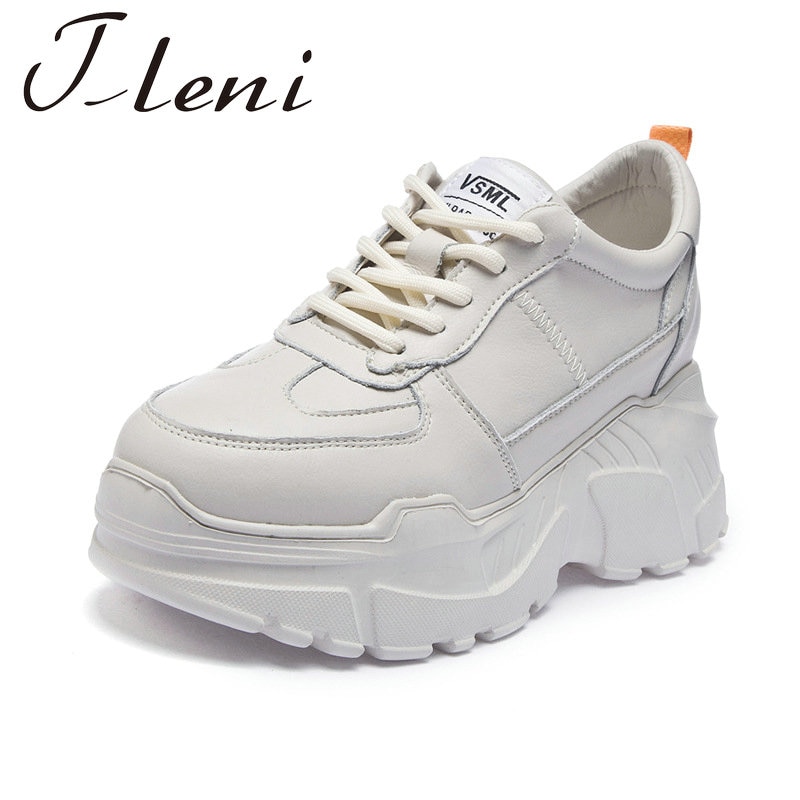 Women's spring Korean casual wild thick-soled running shoes leather women sneakers women ZZ-228