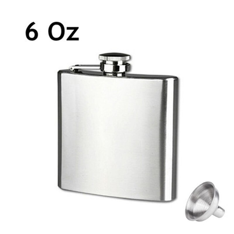Stainless Steel Hip Liquor Flask Whiskey Alcohol Pocket Wine Bottle TN99: 6oz