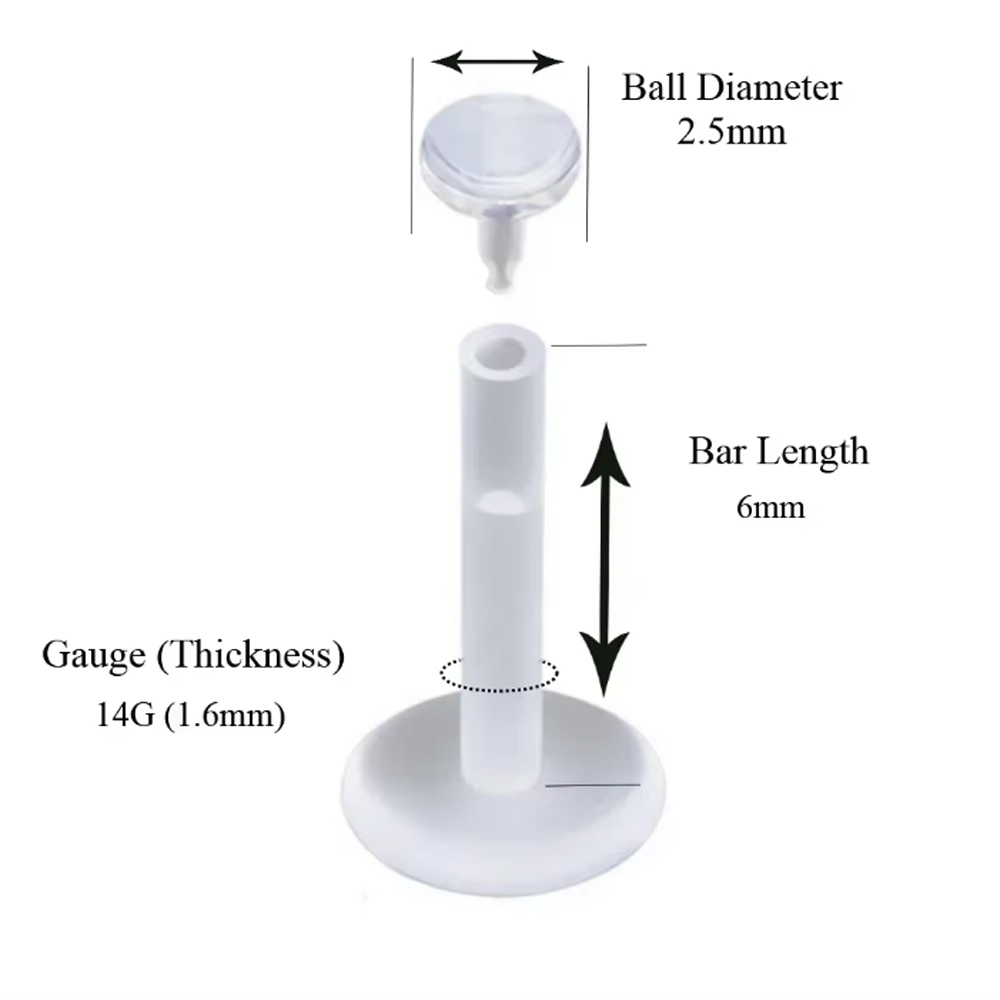 Anneau Labret en acrylique Transparent, 14g et 16g, retenue de lèvre Monroe, barre enfichable, clou Bioflex, Piercing d'oreille et de corps, 10/20 pièces: green / Imitation plaquée rhodium